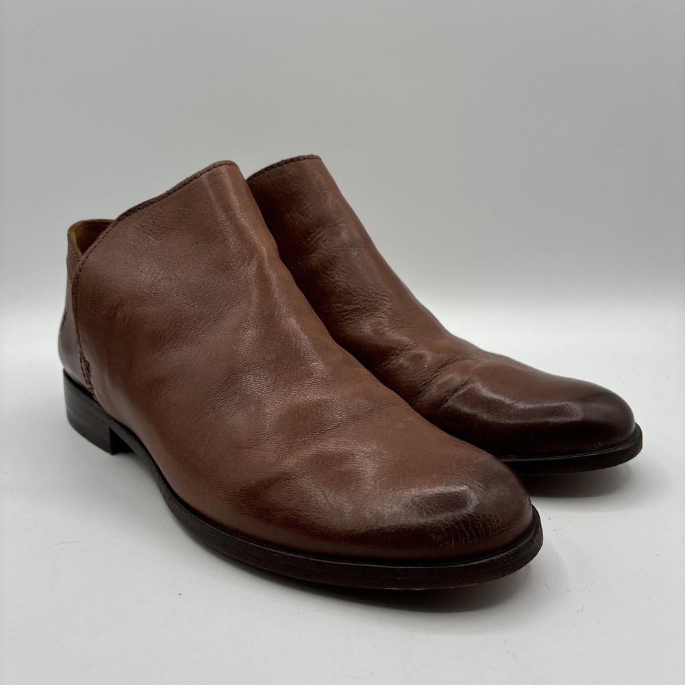 Frye Elyssa Shootie Ankle Boots Women's 10 M Brown Booties Leather Pull On Heels